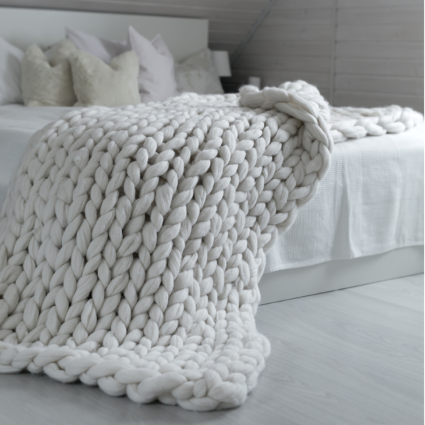 Hand Knit Chunky Blanket